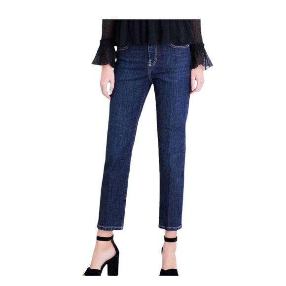 NWT Maje Mid-Rise Minimalist Straight Leg Blue Dark Wash Denim Jeans Size 8 - Picture 1 of 11